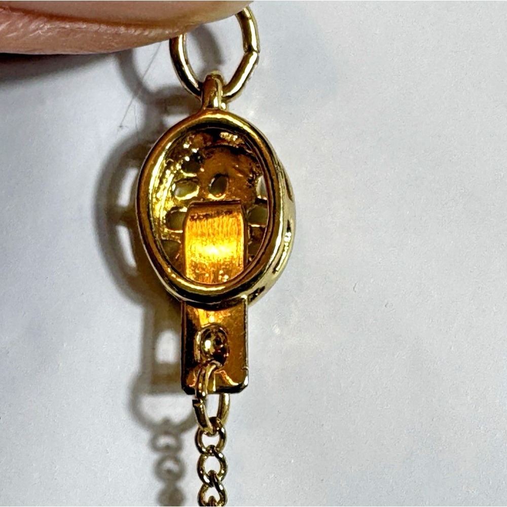 Gold Tone Tool Charm Necklace Wrench Hammer Hacksaw Pearl‎ 17 Inch Novelty - Picture 5 of 6